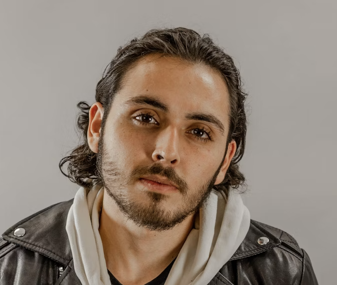 Man with curly hair portrait